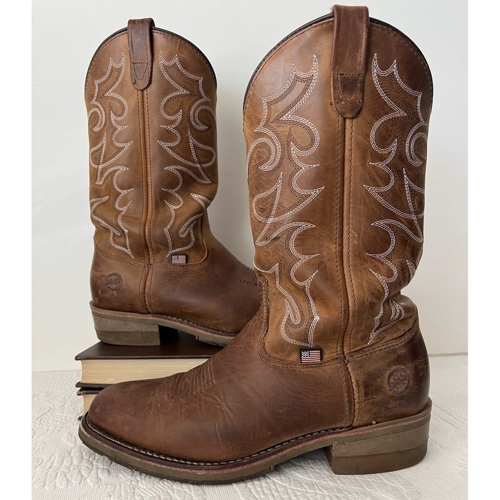 Double H Dylan DH1552 Cowboy Boots Mens 10 D Brown Leather USA Western Work